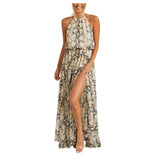 Fashion Sleeveless Snake Print Women Maxi Dress