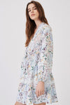 Flowy Bishop Sleeve Floral Printed French Shirt Mini Dress